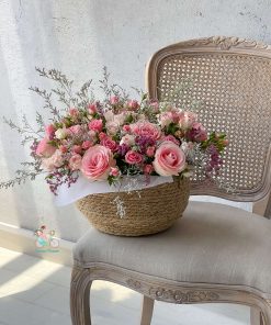 Basket of pink flowers